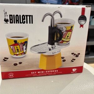 Bialetti Mini Express Coffee Maker Set - Black and Yellow